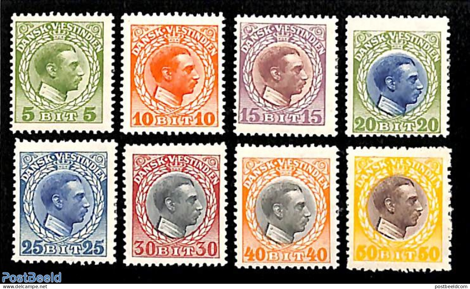 Danish West Indies 1915 Definitives 8v, Unused (hinged) - Denmark (West Indies)