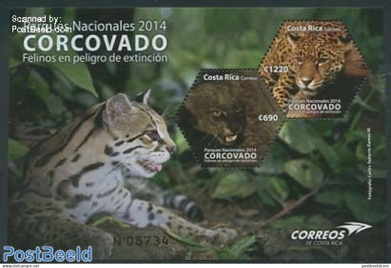 Costa Rica 2014 Corcovado S/s, Mint NH, Nature - Animals (others & Mixed) - Cat Family - National Parks - Nature