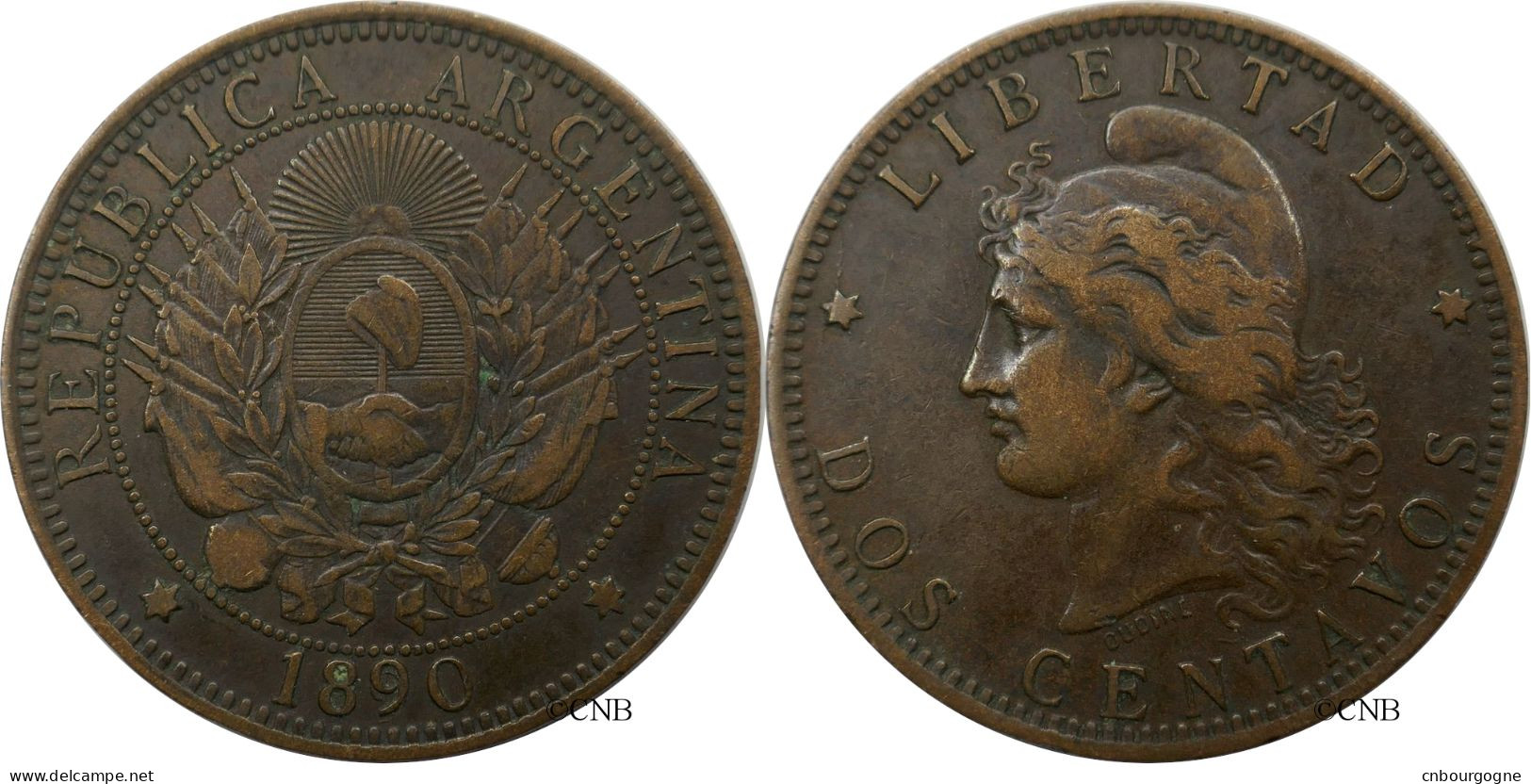 Argentine - République - 2 Centavos 1890 9 REPLACÉ !!! - TTB/XF40 - Mon5011 - Argentina