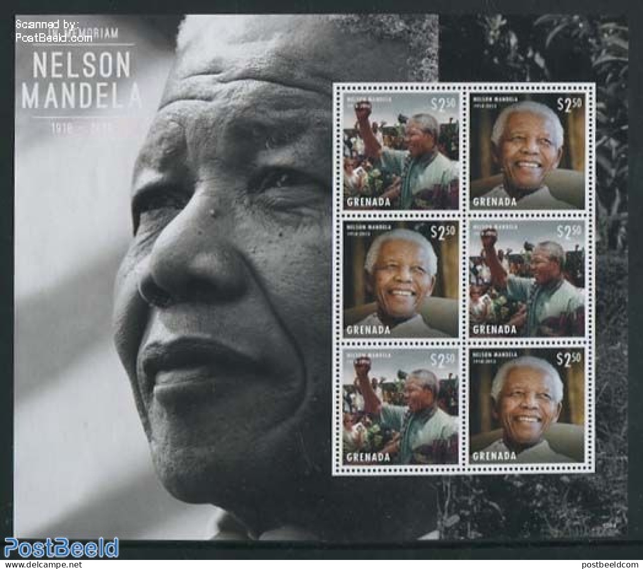 Grenada 2013 Nelson Mandela 3x2v M/s, Mint NH, History - Nobel Prize Winners - Nobelprijs