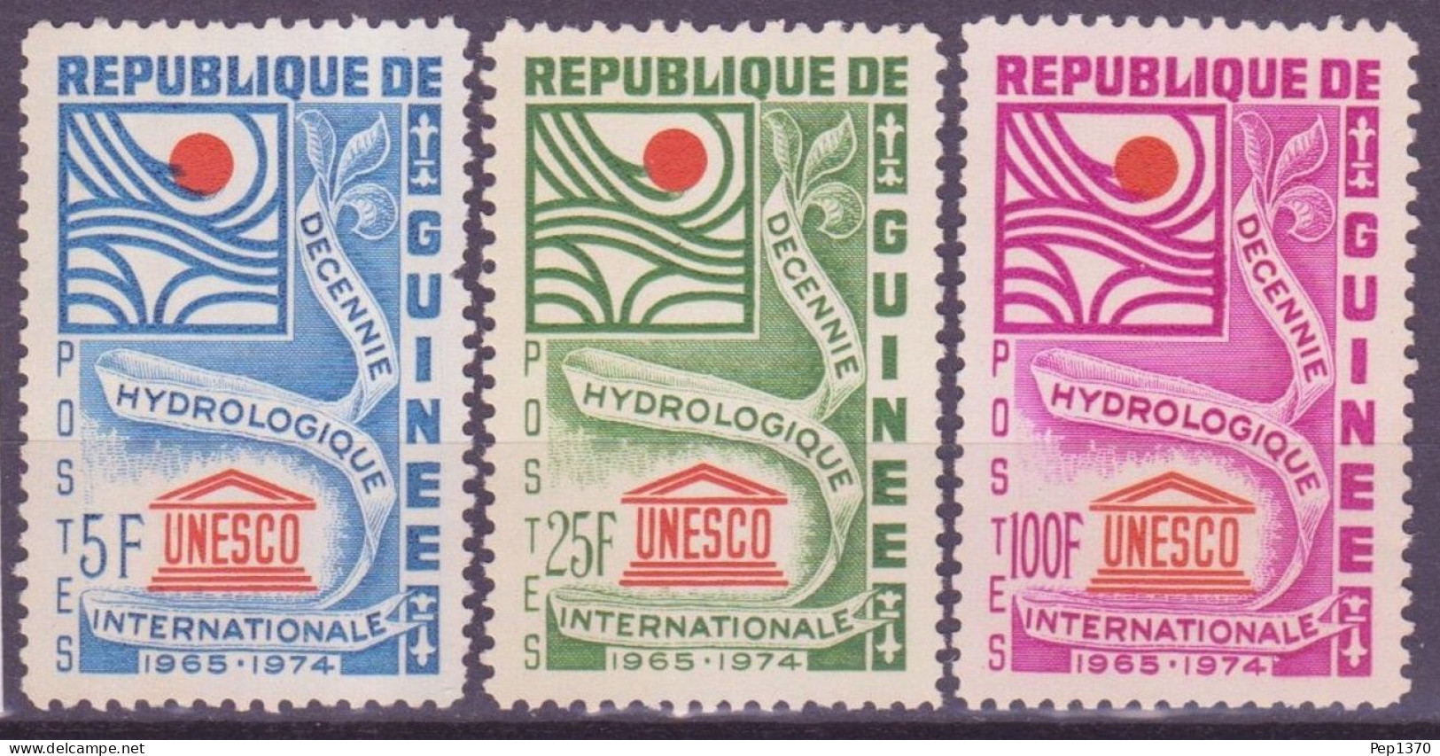 GUINEA 1966 - REPUBLIQUE DE GUINÉE - HIDROLOGIA - UNESCO - YVERT 284/286** - Guinée (1958-...)