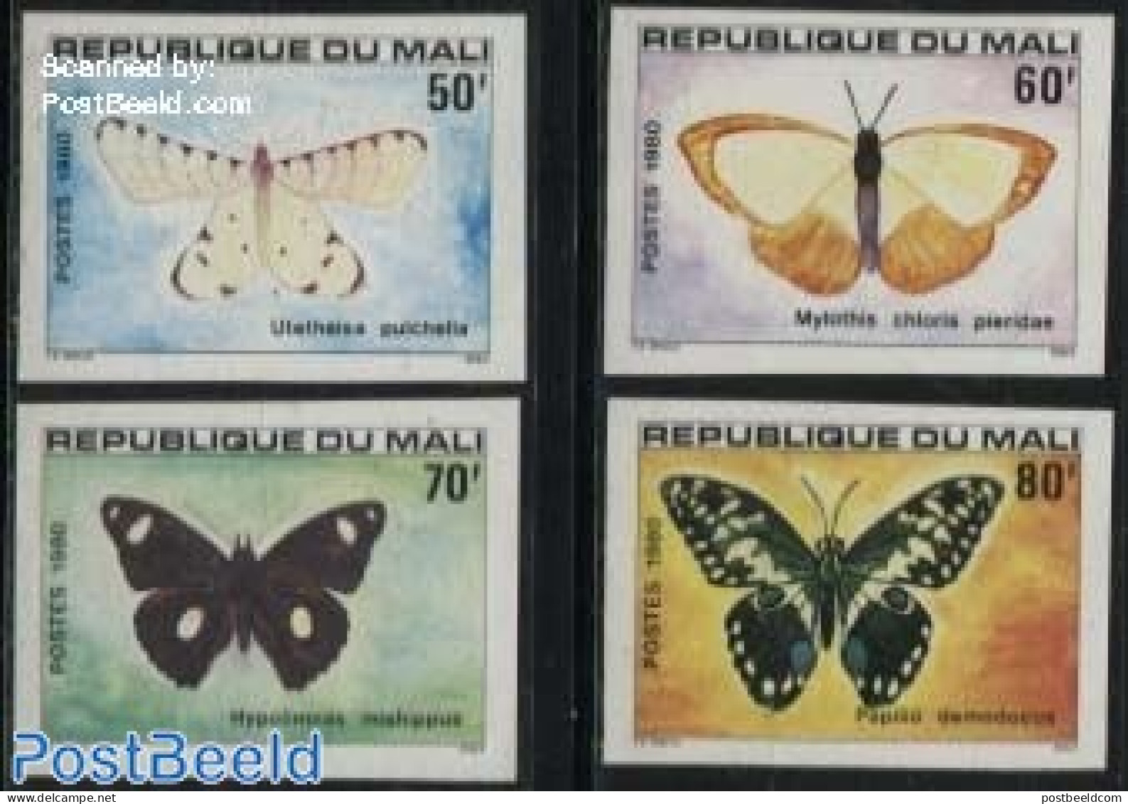 Mali 1980 Butterflies $v, Imperforated, Mint NH, Nature - Butterflies - Malí (1959-...)