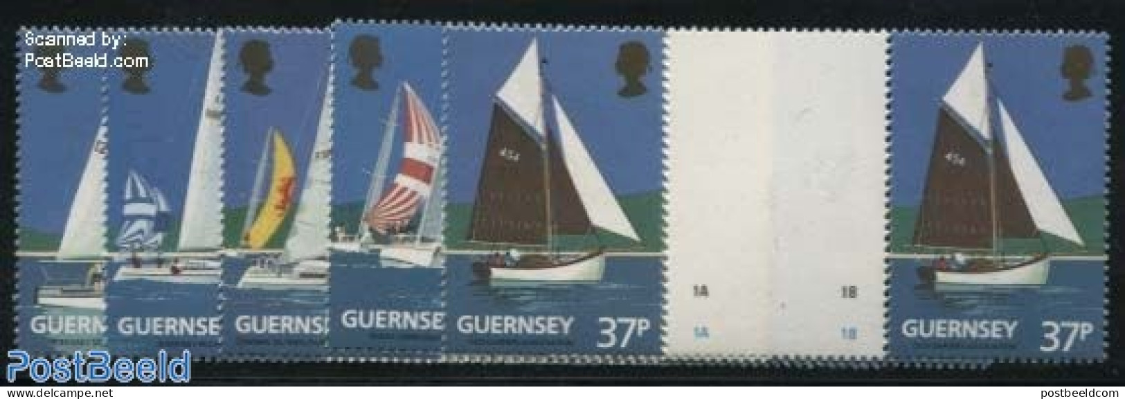 Guernsey 1991 Yacht Club 5v, Gutterpairs, Mint NH, Sport - Transport - Sailing - Ships And Boats - Vela