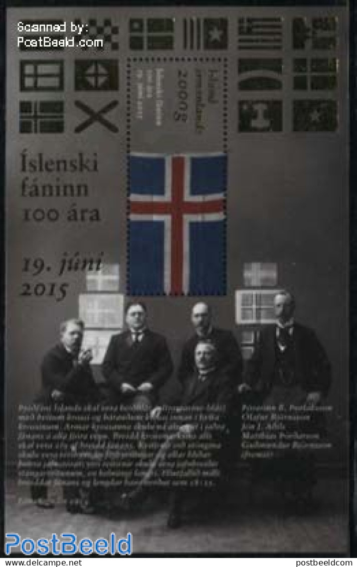 Iceland 2015 100 Years Flag S/s, Mint NH, History - Flags - History - Nuevos