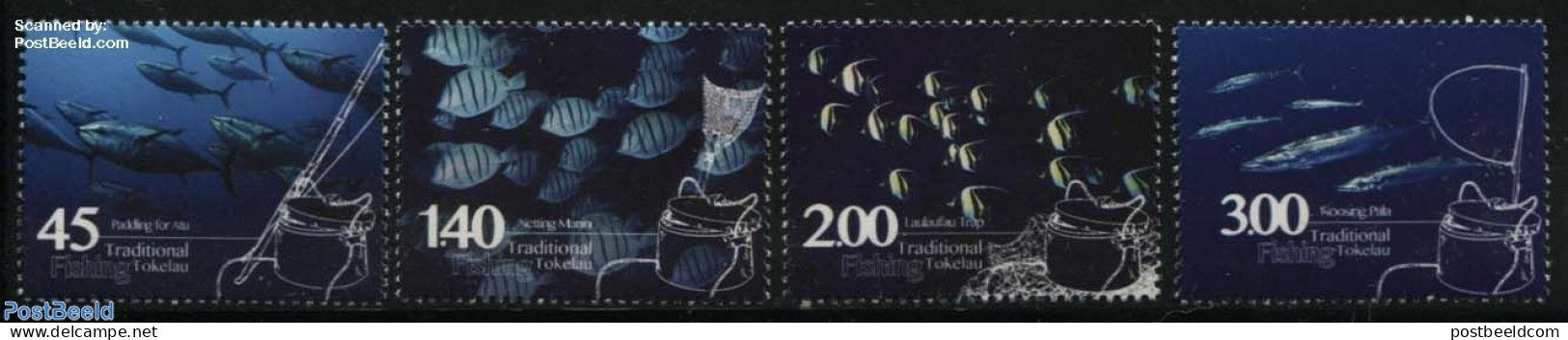 Tokelau Islands 2015 Traditional Fishing 4v, Mint NH, Nature - Fish - Fishing - Fishes