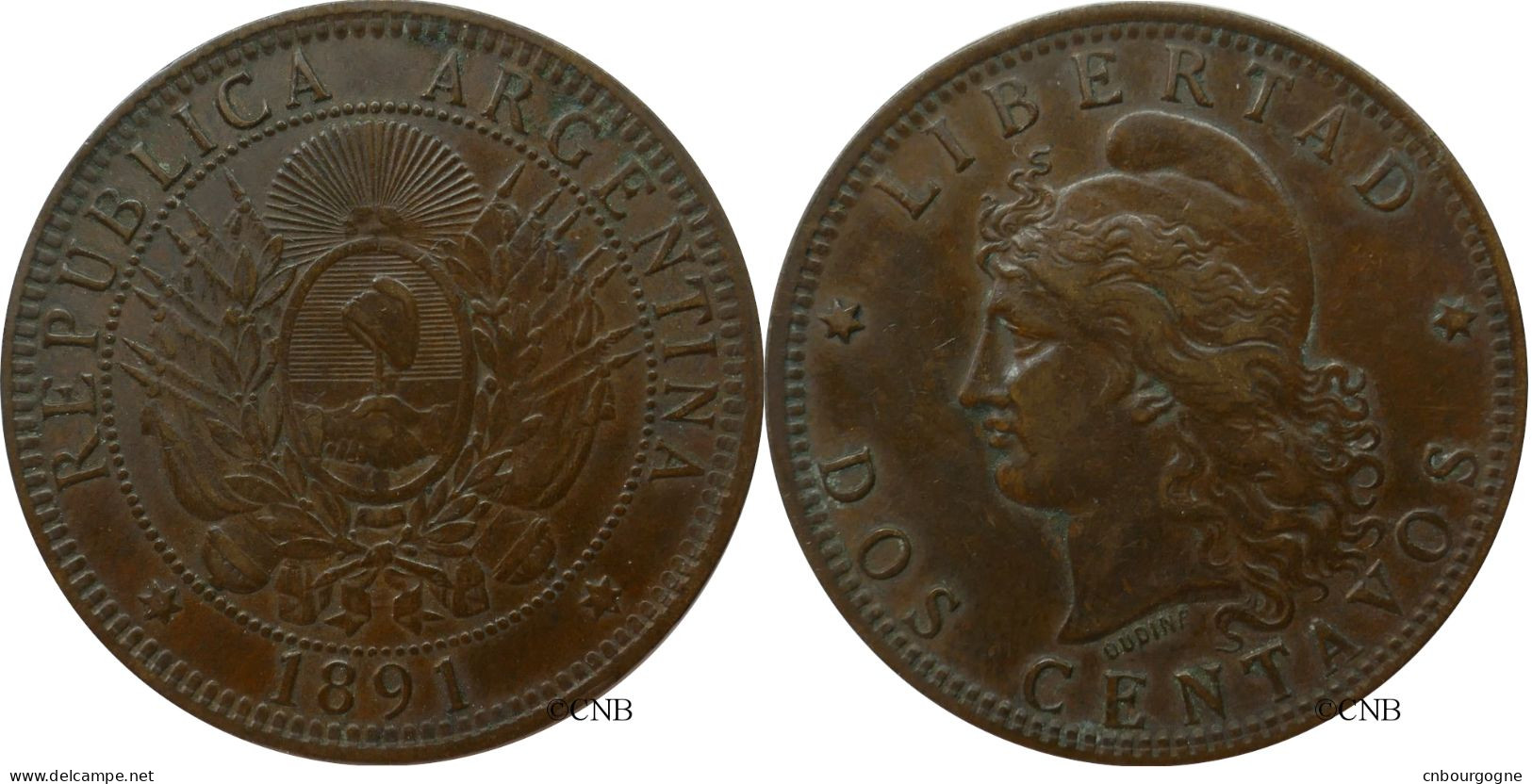 Argentine - République - 2 Centavos 1891 - TTB/XF45 - Mon5247 - Argentine