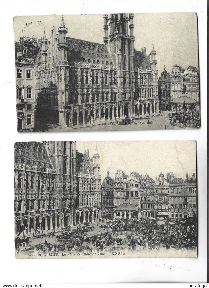 2 CPA   BRUXELLES  LA PLACE DE L HOTEL DE VILLE  (voir Timbres) - Piazze