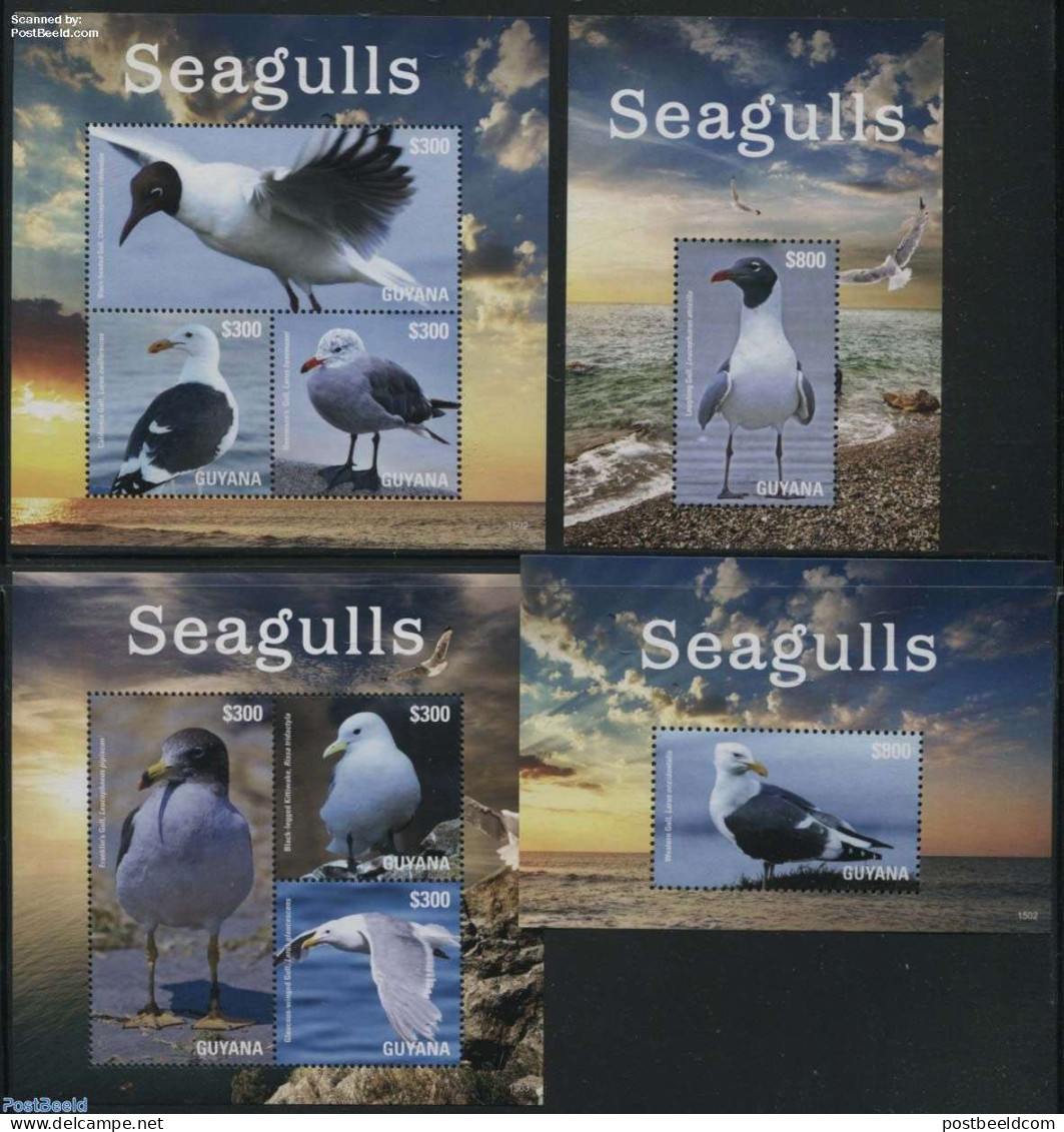 Guyana 2015 Seagulls 4 S/s, Mint NH, Nature - Birds - Guiana (1966-...)