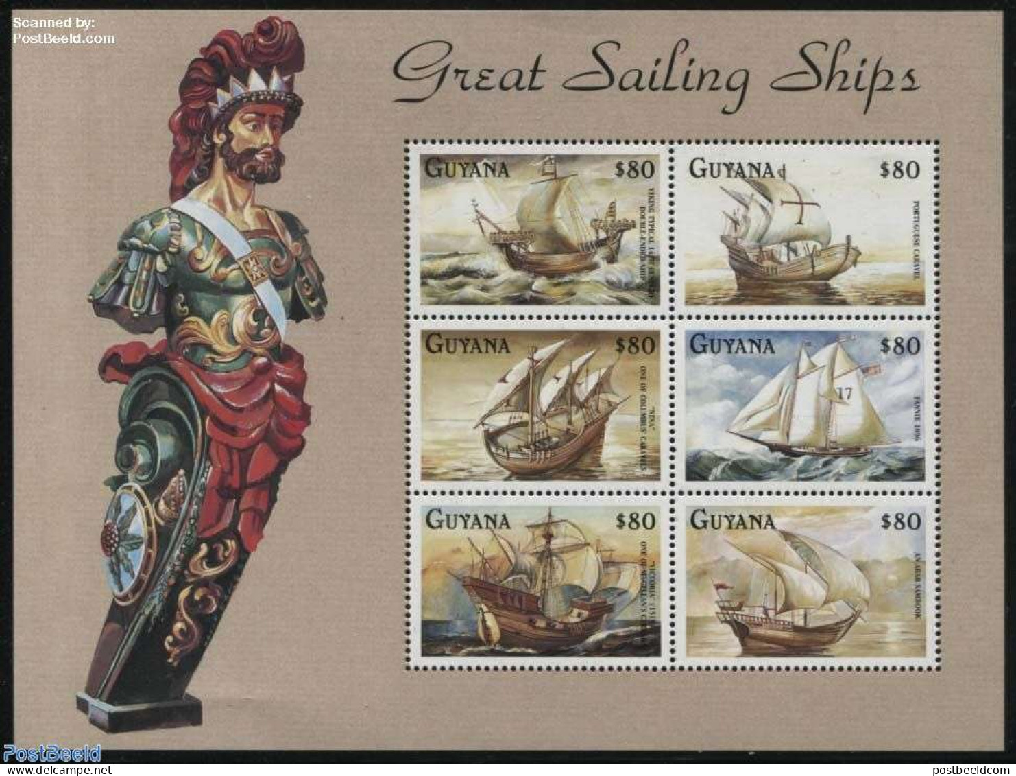 Guyana 1998 Sailing Ships 6v M/s, Mint NH, Transport - Ships And Boats - Ships