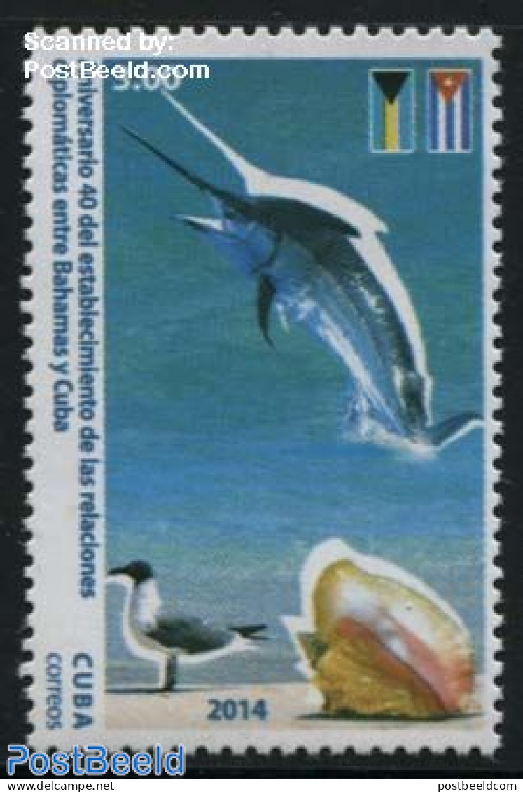 Cuba 2014 Diplomatic Relations With Bahamas 1v, Mint NH, History - Nature - Flags - Birds - Fish - Shells & Crustaceans - Nuevos