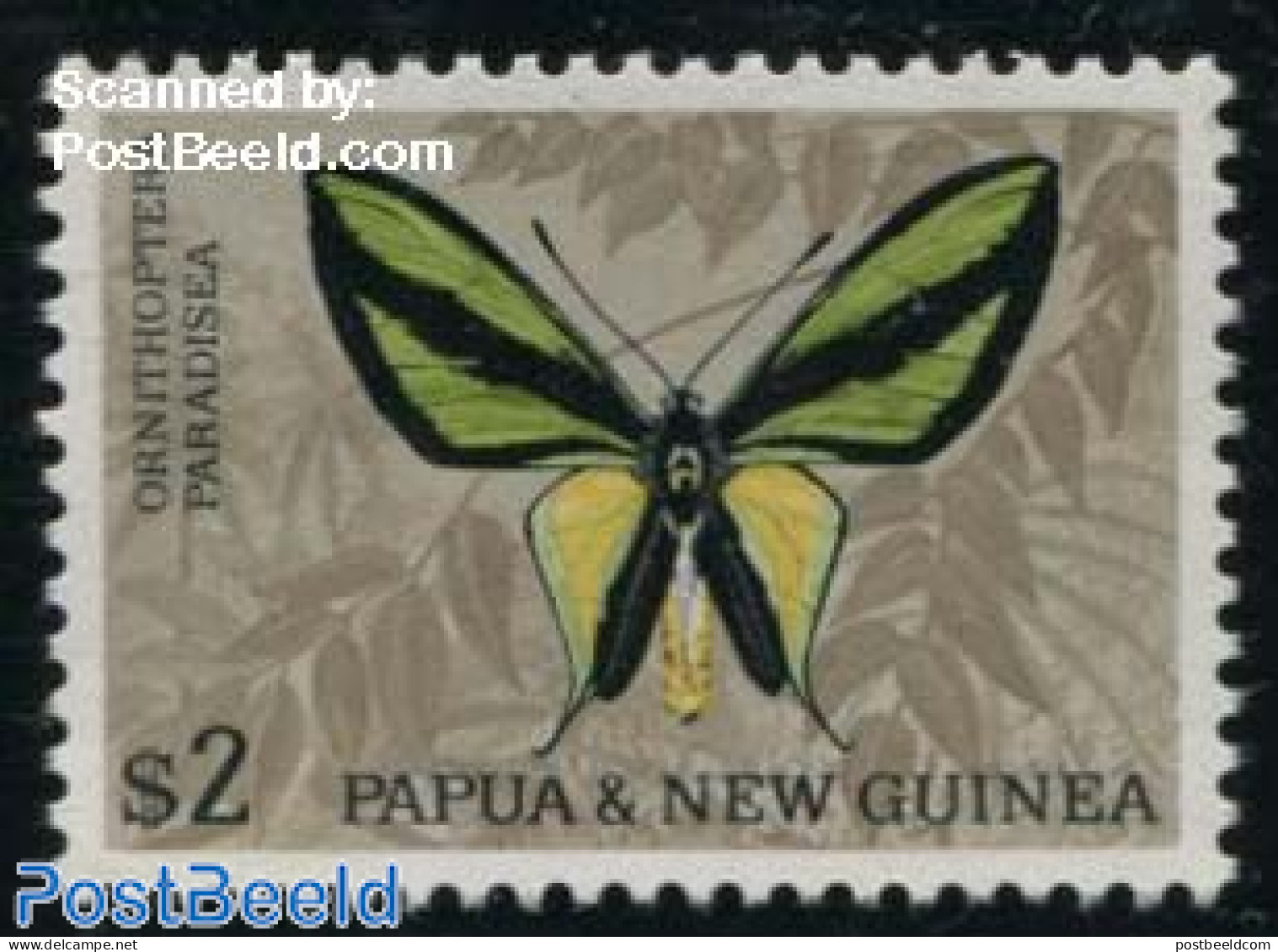Papua New Guinea 1966 $2, Type I, Stamp Out Of Set, Mint NH, Nature - Butterflies - Papúa Nueva Guinea