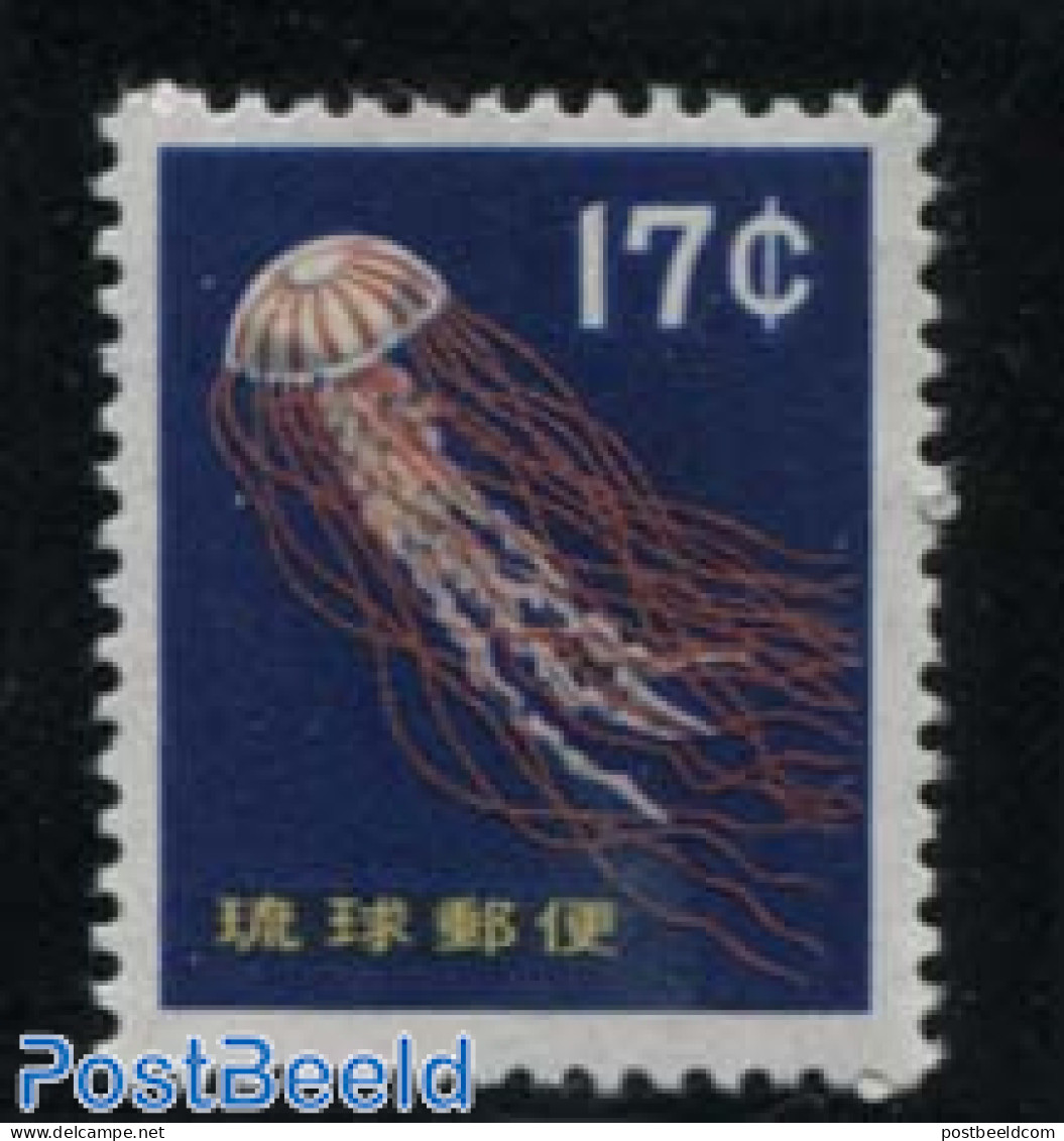 Ryu-Kyu 1960 17c, Stamp Out Of Set, Mint NH, Nature - Fish - Shells & Crustaceans - Peces