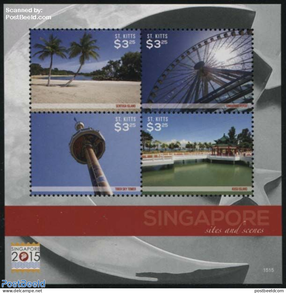 Saint Kitts/Nevis 2015 Sites And Scenes Of Singapore 4v M/s, Mint NH, Nature - Various - Trees & Forests - Philately -.. - Rotary, Club Leones