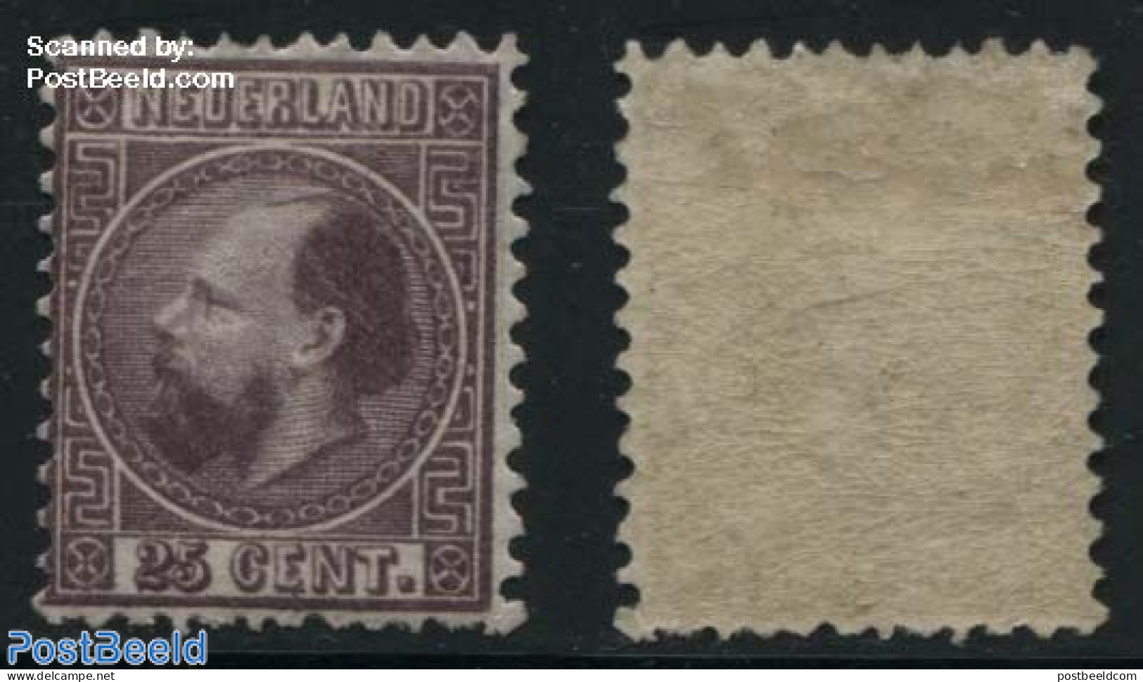 Netherlands 1867 25c, Violet, Perf. 12.75:11.75, Unused Hinged, Unused (hinged) - Nuevos