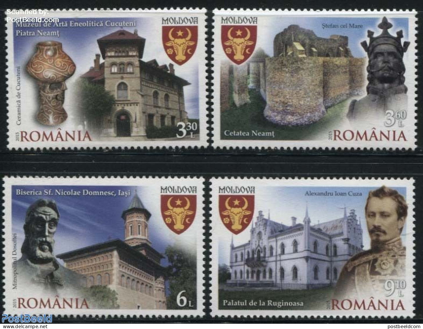 Romania 2015 Moldavia Region 4v, Mint NH, History - Religion - Various - Coat Of Arms - Churches, Temples, Mosques, Sy.. - Neufs