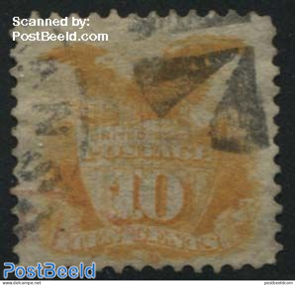 United States Of America 1869 10c Yelloworange, Used, Used Stamps, Nature - Birds - Oblitérés