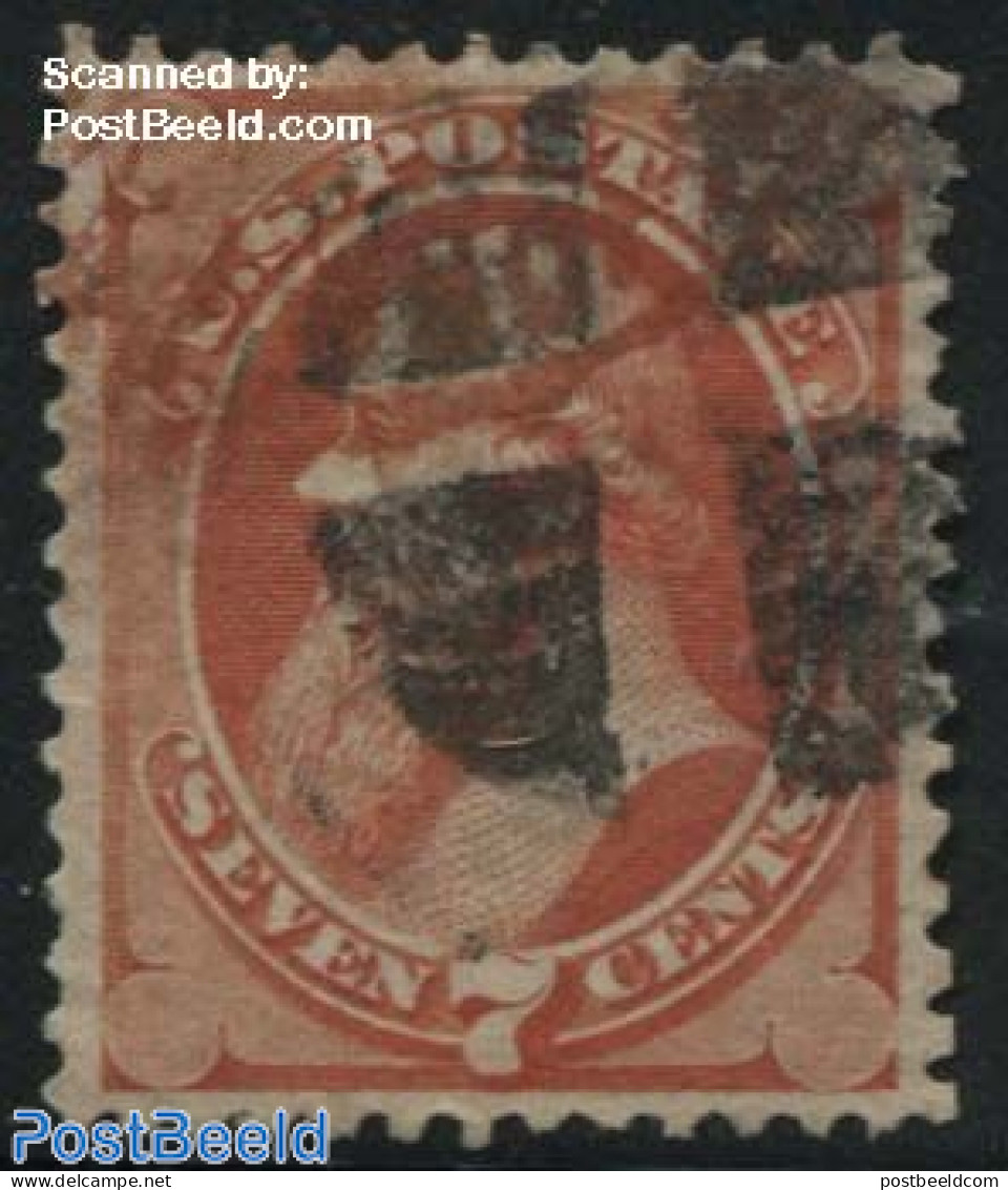 United States Of America 1870 7c Orangered, Used, Used Stamps - Gebruikt