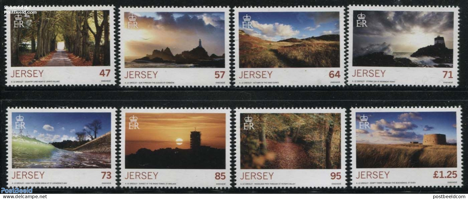 Jersey 2015 Autumn 8v, Mint NH, Nature - Science - Various - Trees & Forests - Telecommunication - Lighthouses & Safet.. - Rotary Club