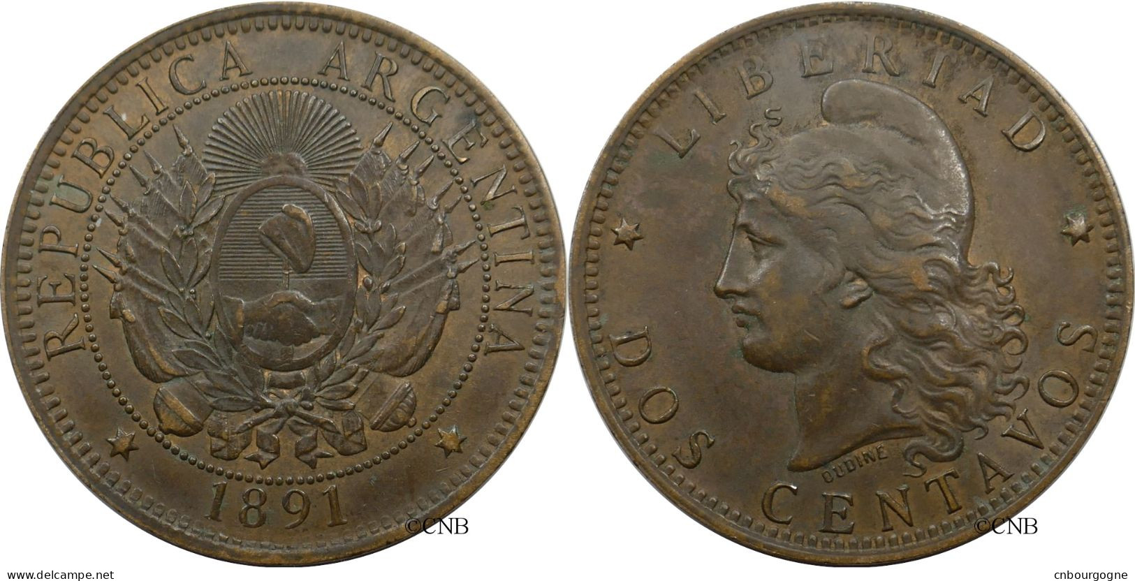 Argentine - République - 2 Centavos 1891 - TTB+/AU50 - Mon5643 - Argentina