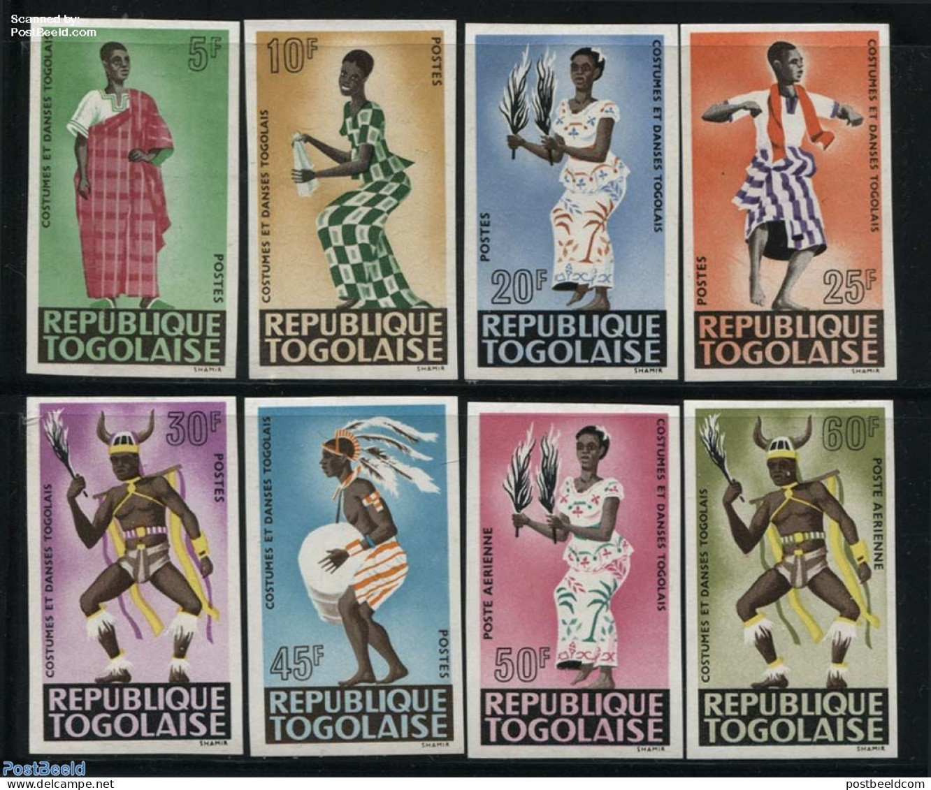 Togo 1966 Costumes & Dance 8v, Imperforated, Mint NH, Various - Costumes - Kostüme