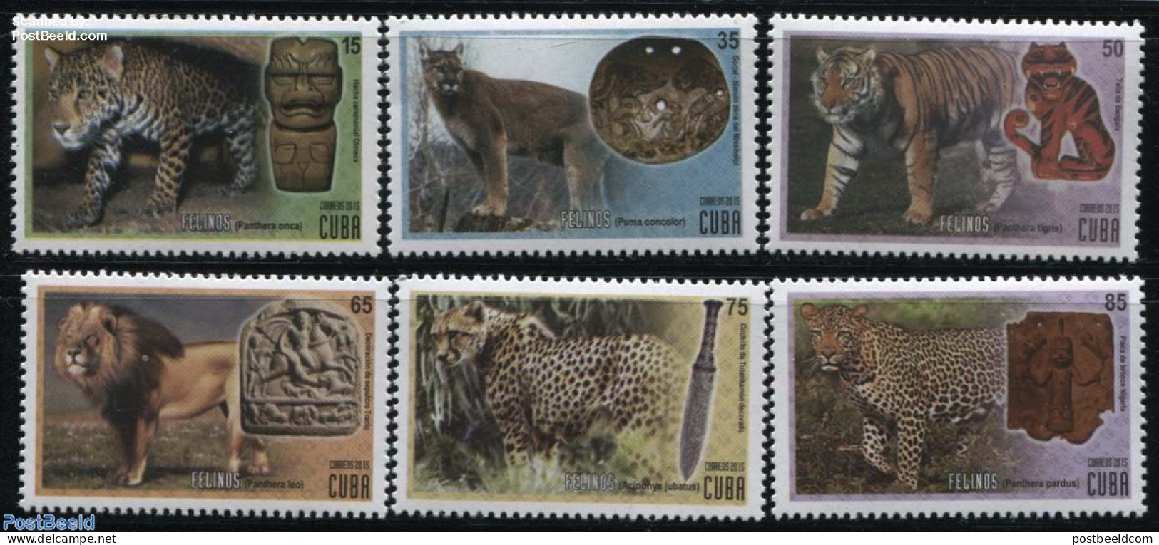Cuba 2015 Cats 6v, Mint NH, History - Nature - Various - Archaeology - Cat Family - Weapons - Art - Art & Antique Obje.. - Ongebruikt