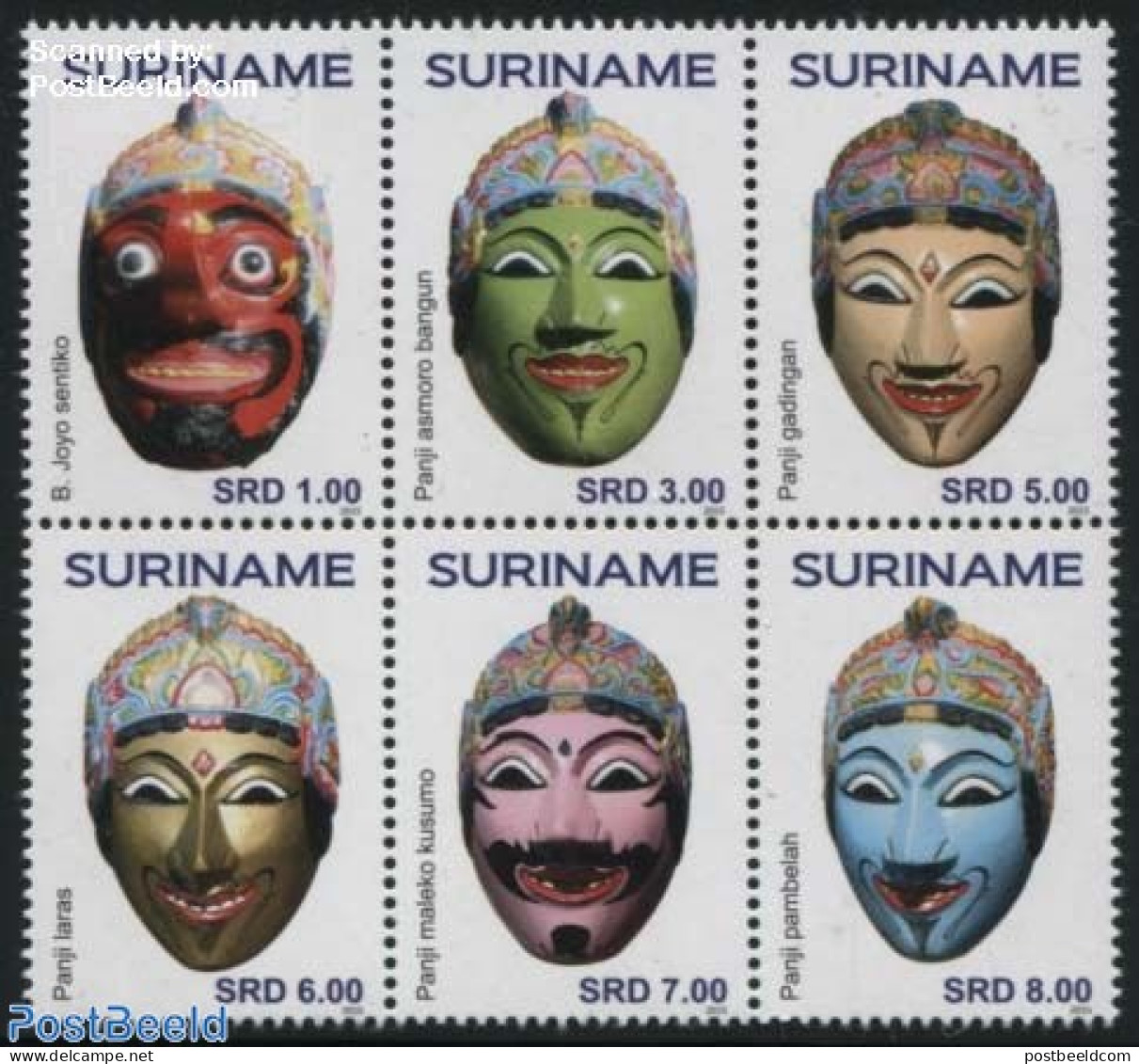 Suriname, Republic 2015 Masks 6v [++], Mint NH, Various - Costumes - Folklore - Costumi