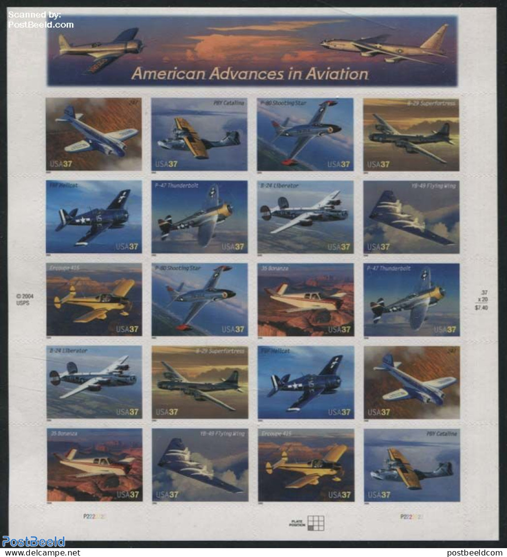 United States Of America 2005 American Advances In Aviation M/s S-a, Mint NH, Transport - Aircraft & Aviation - Ongebruikt