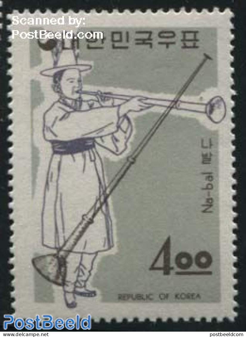 Korea, South 1963 4.00, Stamp Out Of Set, Mint NH, Performance Art - Music - Musical Instruments - Musique