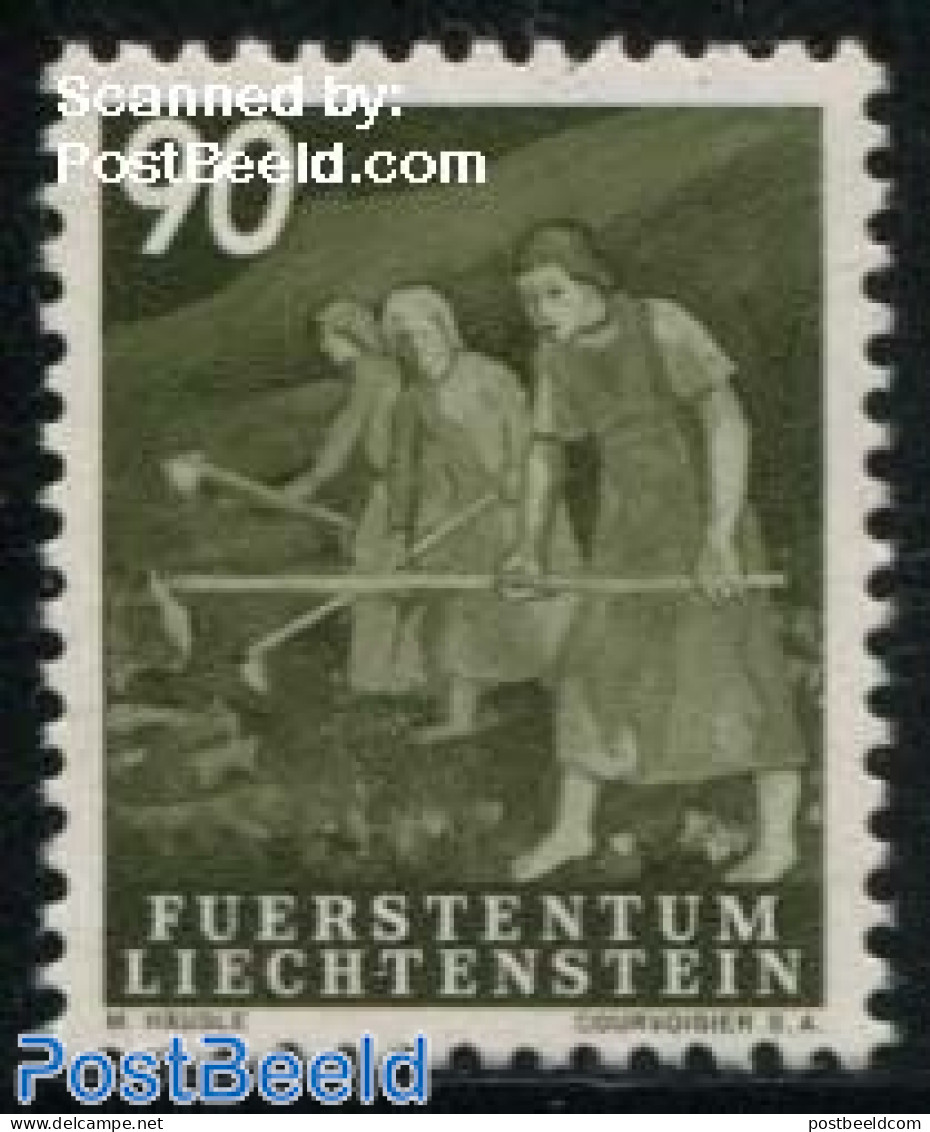 Liechtenstein 1951 90Rp, Stamp Out Of Set, Mint NH, Various - Agriculture - Unused Stamps