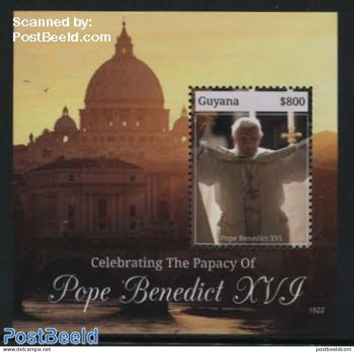 Guyana 2015 Pope Benedict XVI S/s, Mint NH, Religion - Pope - Pausen