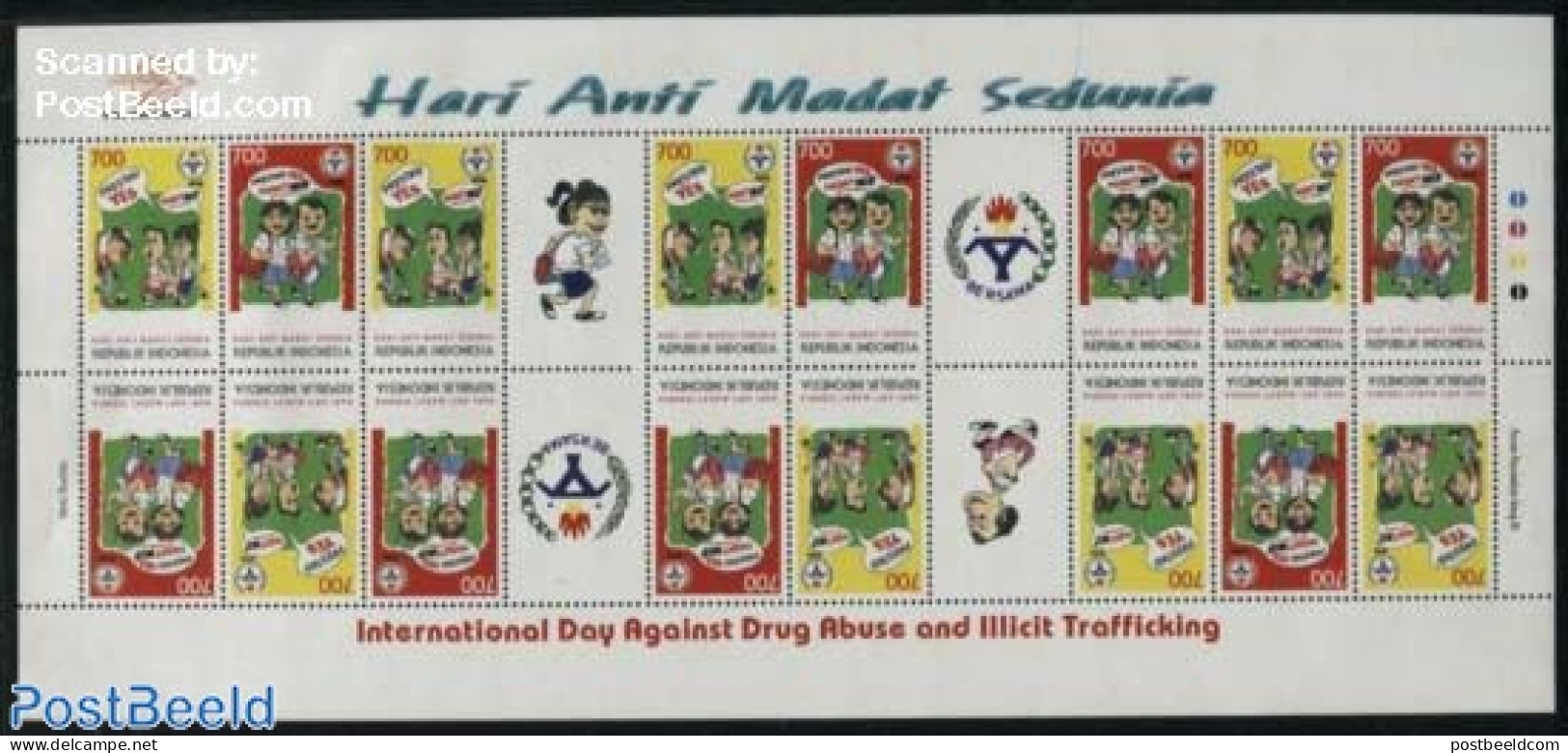 Indonesia 1998 Anti Drugs M/s, Mint NH, Health - Health - Indonesia
