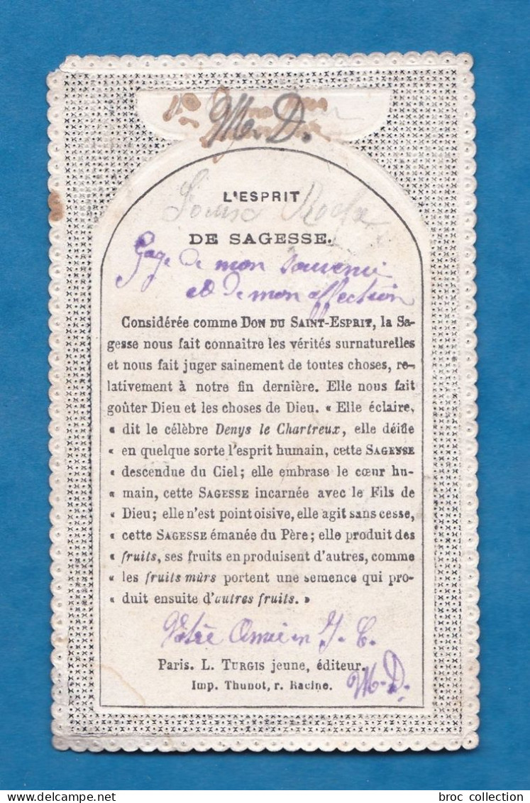 Don De Sagesse, Saint Esprit Et Sacré Coeur, Croix, Vigne, Canivet, éd. L. Turgis Jeune, N° 539 - Andachtsbilder