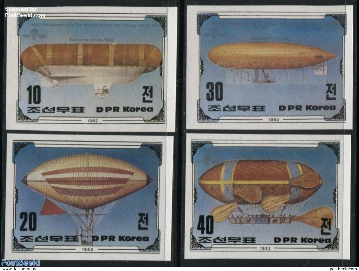 Korea, North 1982 Balloons 4v, Imperforated, Mint NH, Transport - Balloons - Fesselballons