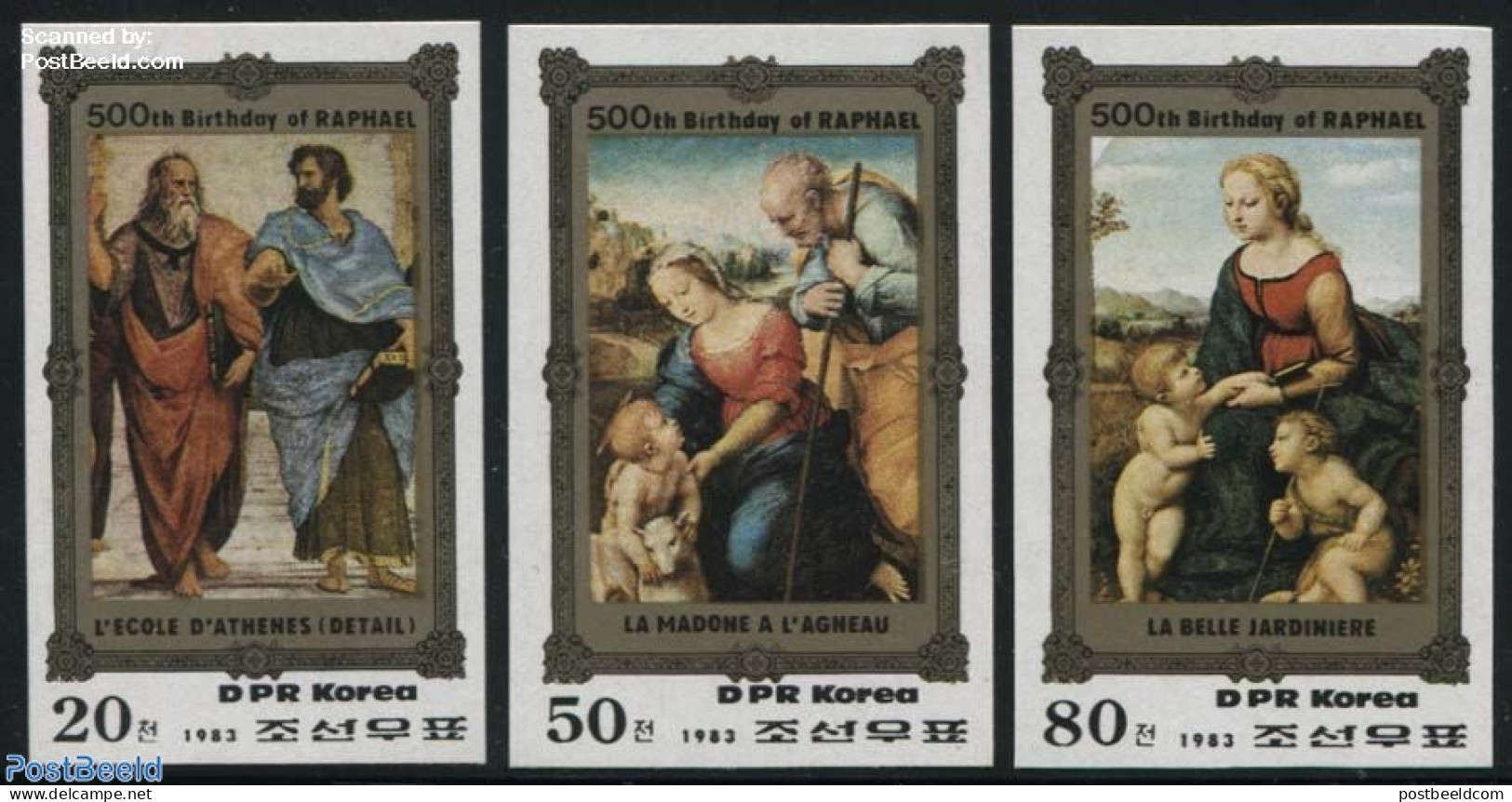 Korea, North 1983 Raphael Paintings 3v, Imperforated, Mint NH, Art - Paintings - Raphael - Corea Del Nord