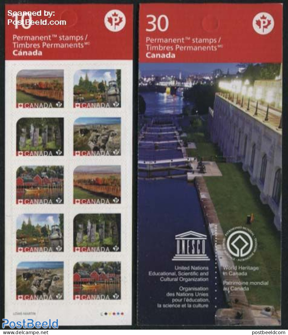 Canada 2016 Canadian UNESCO Sites 2 Booklets, Mint NH, History - Religion - Sport - Transport - Unesco - World Heritag.. - Ungebraucht