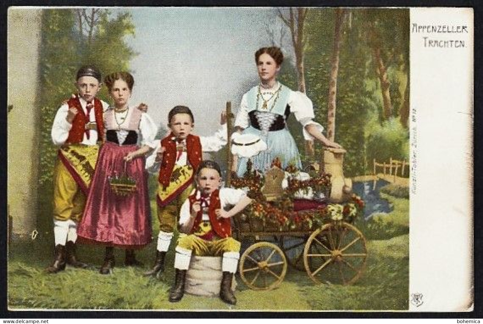 SCHWEIZ APPENZELLER TRACHTEN FRAU KINDER KÜNZLI TOBLER ZÜRICH 1900 - Costumes