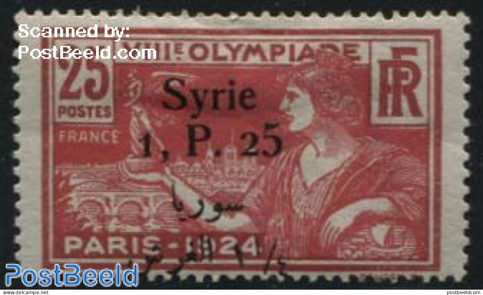 Syria 1924 1.25 On 25c, Stamp Out Of Set, Unused (hinged), Sport - Olympic Games - Syria