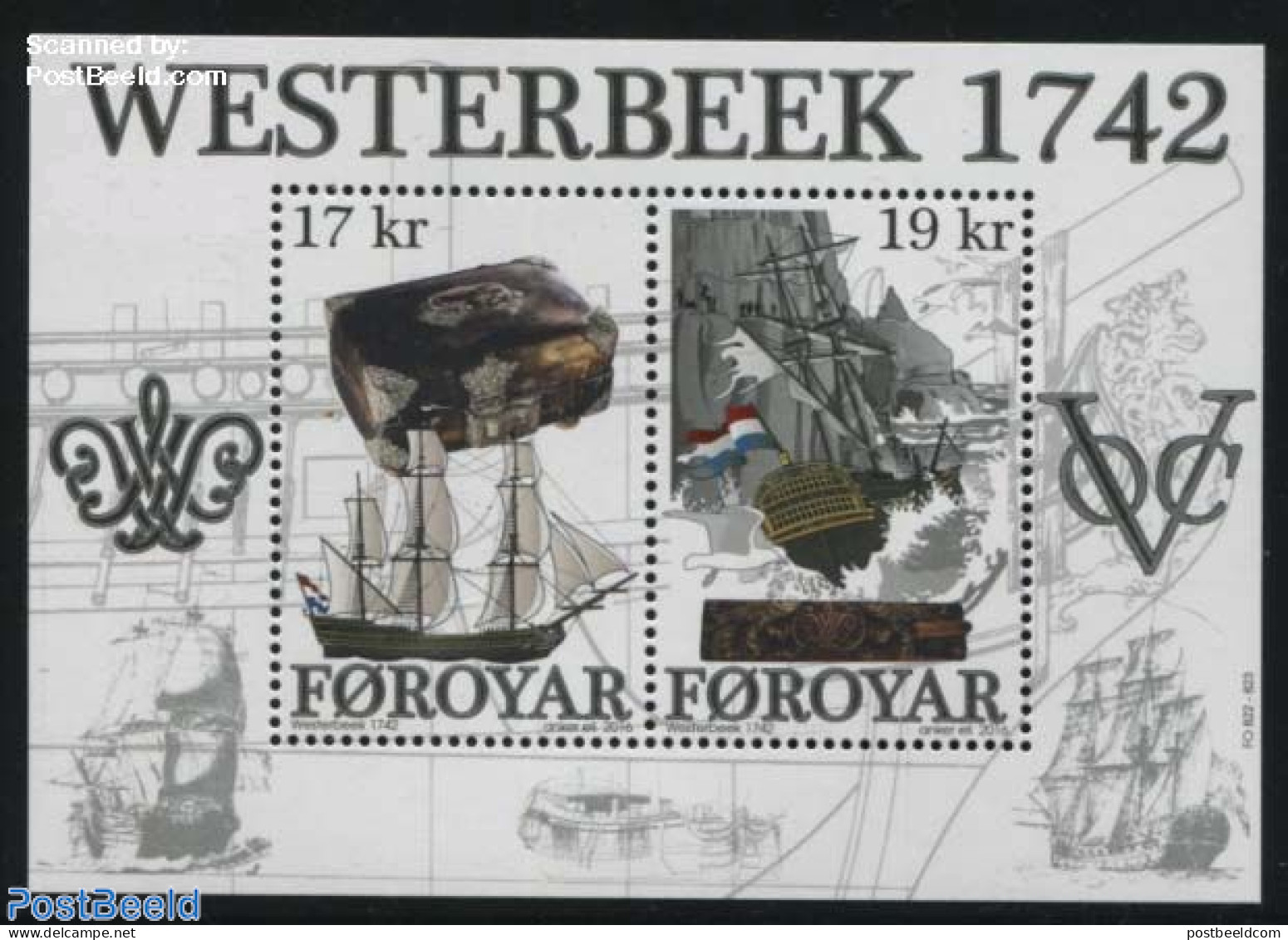 Faroe Islands 2016 Westerbeek Shipwreck S/s, Mint NH, History - Sport - Transport - Flags - Netherlands & Dutch - Sail.. - Geographie