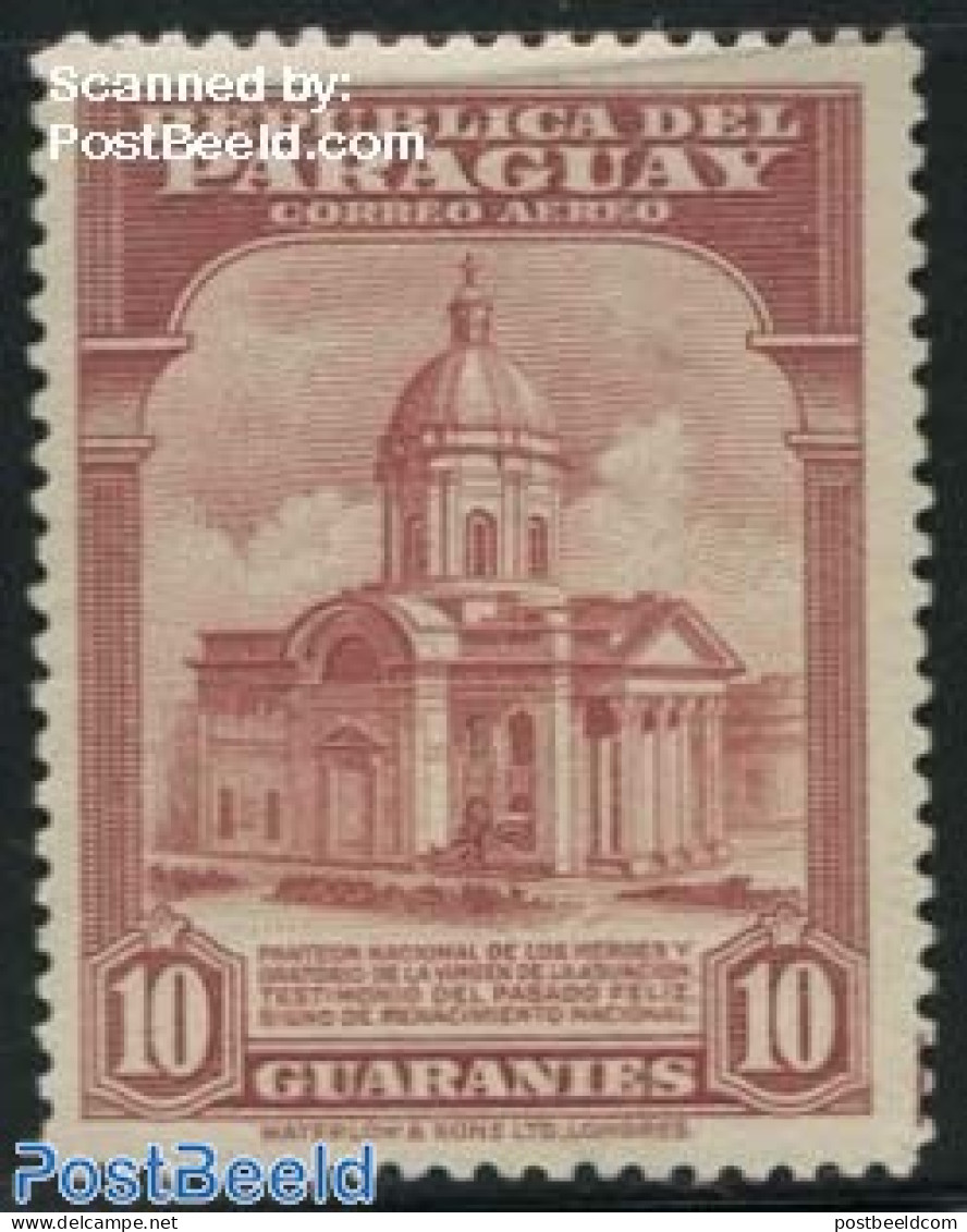 Paraguay 1946 10G, Stamp Out Of Set, Unused (hinged), Religion - Churches, Temples, Mosques, Synagogues - Eglises Et Cathédrales