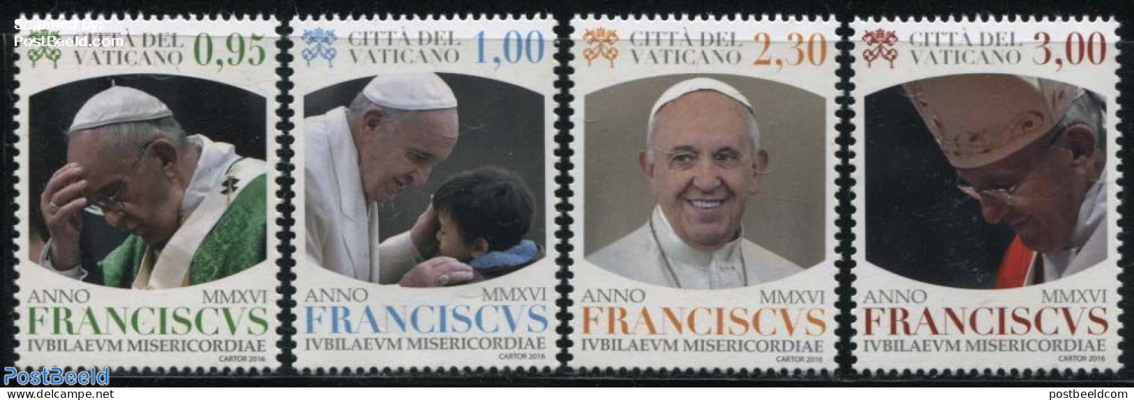 Vatican 2016 Jubilee Of Mercy 4v, Mint NH, Religion - Pope - Religion - Nuevos