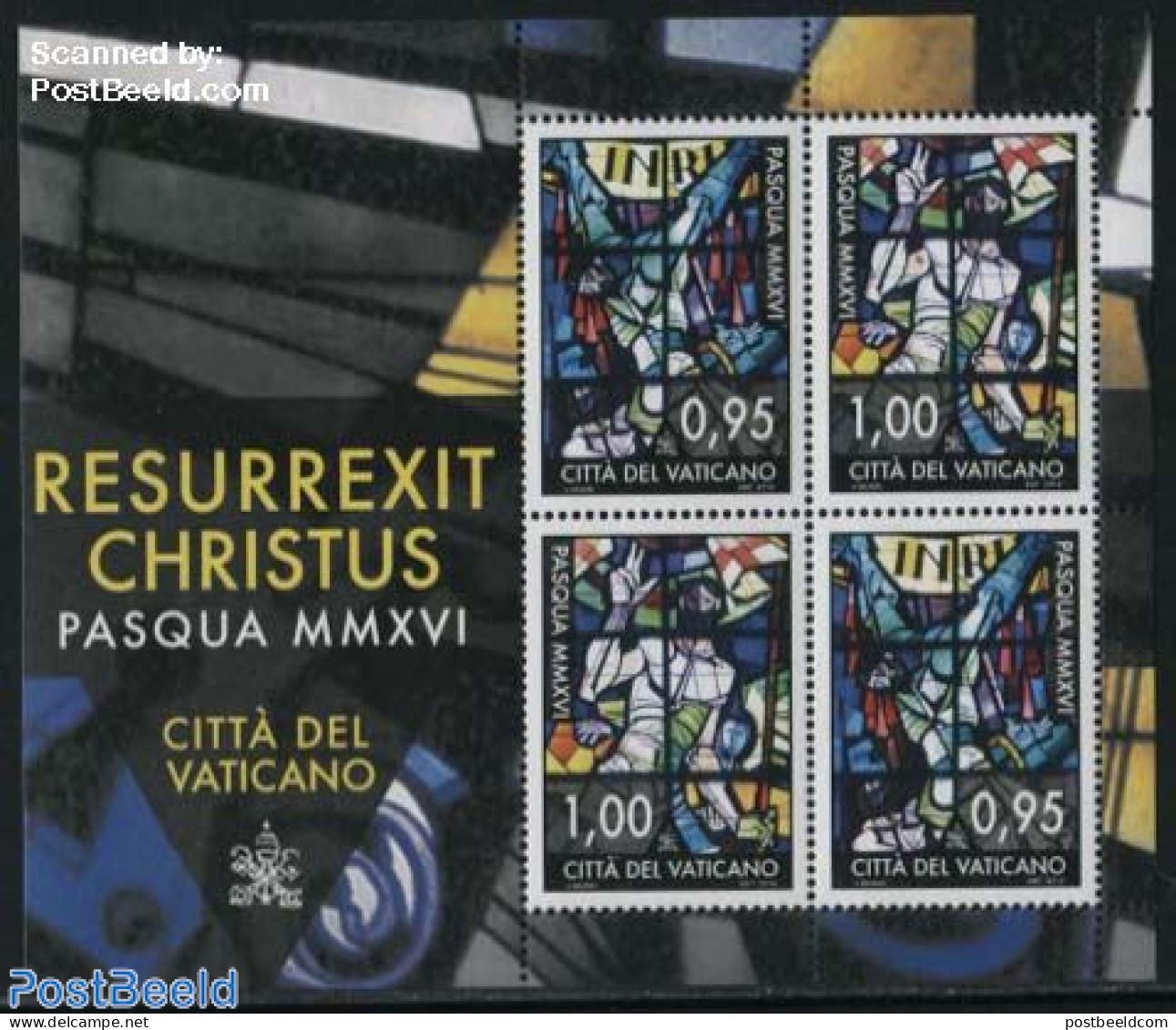 Vatican 2016 Easter M/s, Mint NH, Religion - Religion - Art - Stained Glass And Windows - Nuovi