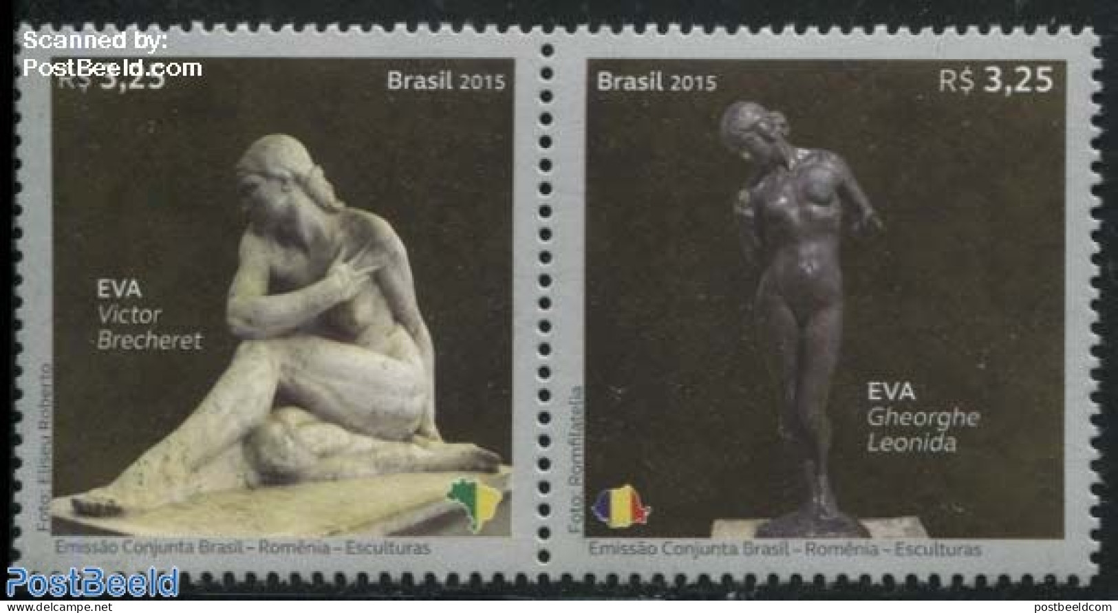 Brazil 2015 Sculptures 2v [:], Joint Issue Romania, Mint NH, Various - Joint Issues - Art - Sculpture - Nuevos