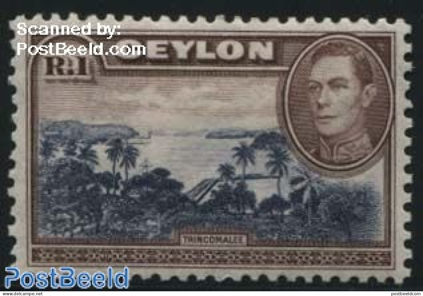 Sri Lanka (Ceylon) 1938 1R, WM Upright, Stamp Out Of Set, Mint NH - Sri Lanka (Ceilán) (1948-...)