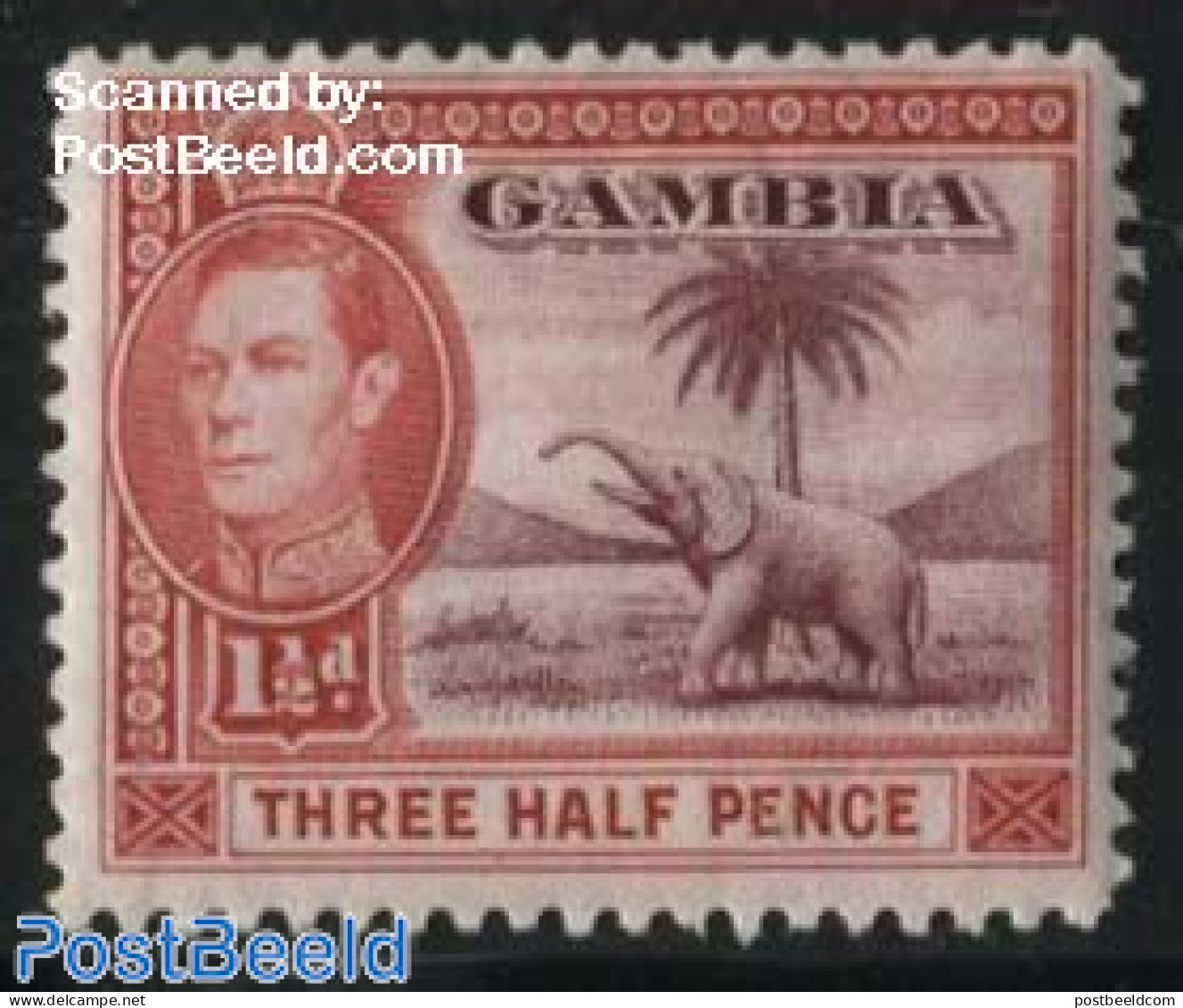 Gambia 1938 1.5d, Carmine/lilacarmine 1v (with Bright Red Stamp To Compare), Unused (hinged), Nature - Elephants - Gambie (...-1964)