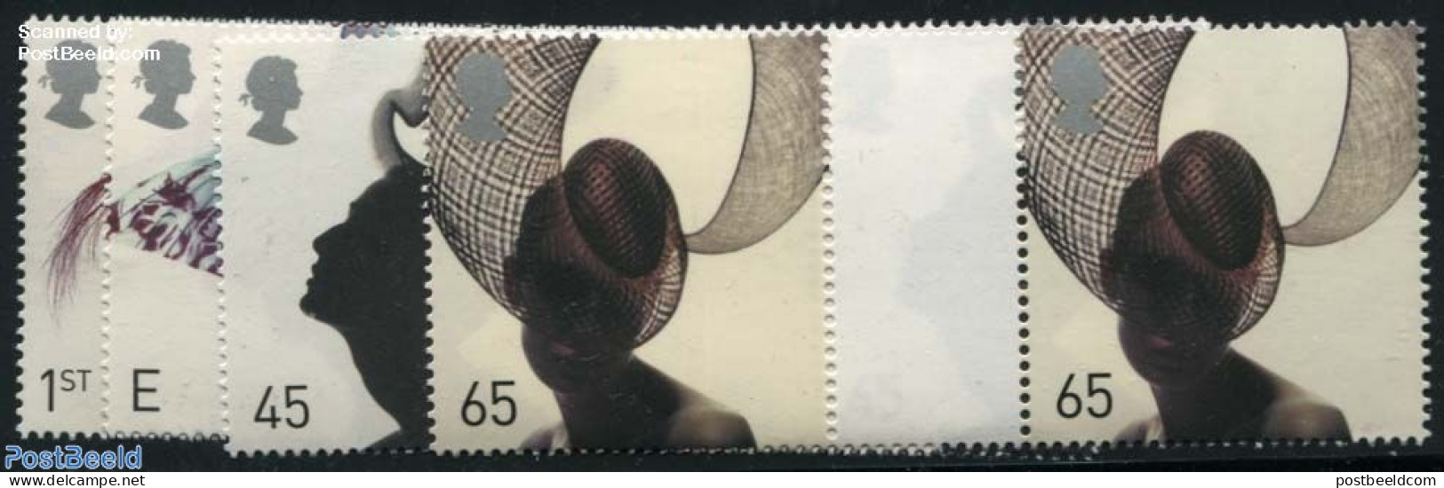 Great Britain 2001 Hats 4v, Gutterpairs, Mint NH - Neufs