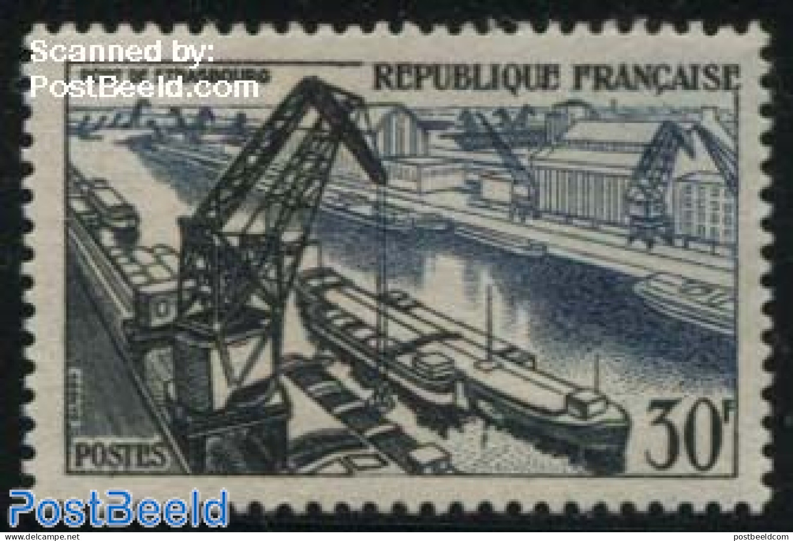 France 1956 30F, Stamp Out Of Set, Mint NH, Transport - Railways - Ships And Boats - Neufs