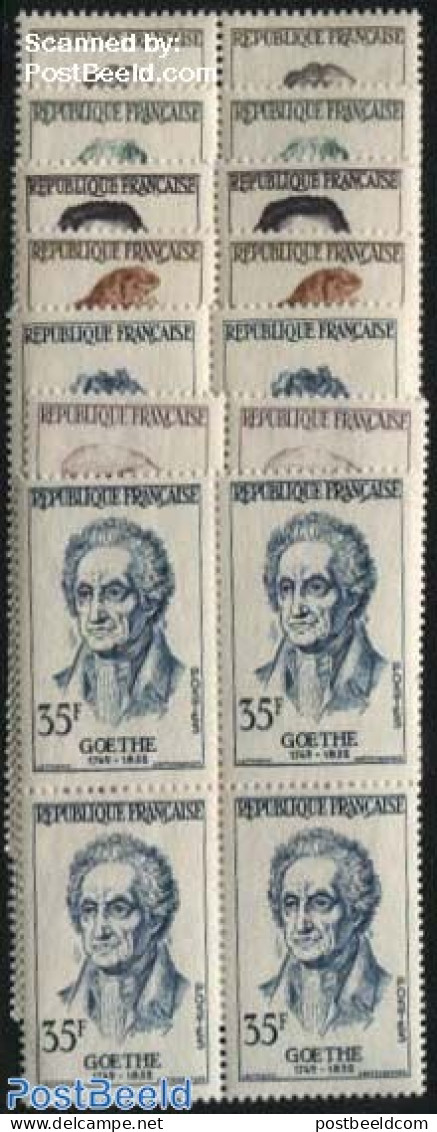 France 1957 Famous Persons 7v, Blocks Of 4 [+], Mint NH, History - Performance Art - Science - Netherlands & Dutch - A.. - Neufs