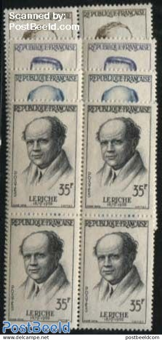 France 1958 Medical Personalities 4v, Blocks Of 4 [+], Mint NH, Health - Neufs