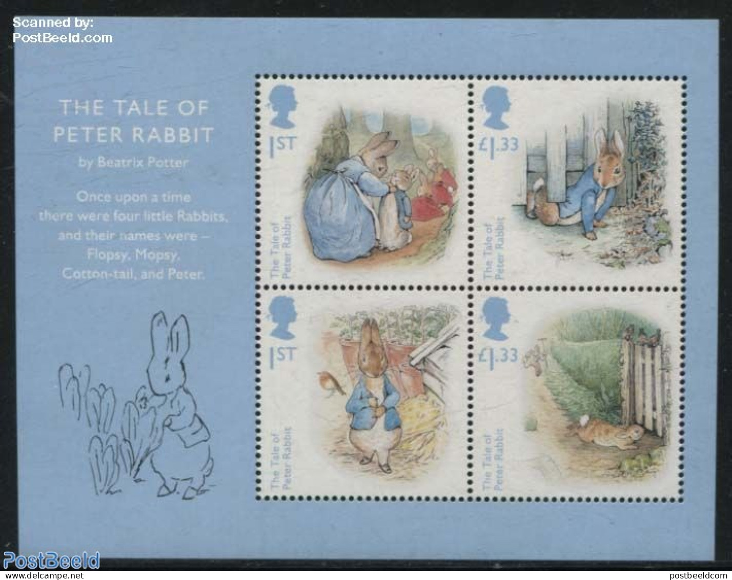 Great Britain 2016 The Tale Of Peter Rabbit S/s, Mint NH, Nature - Rabbits / Hares - Art - Authors - Children's Books .. - Unused Stamps