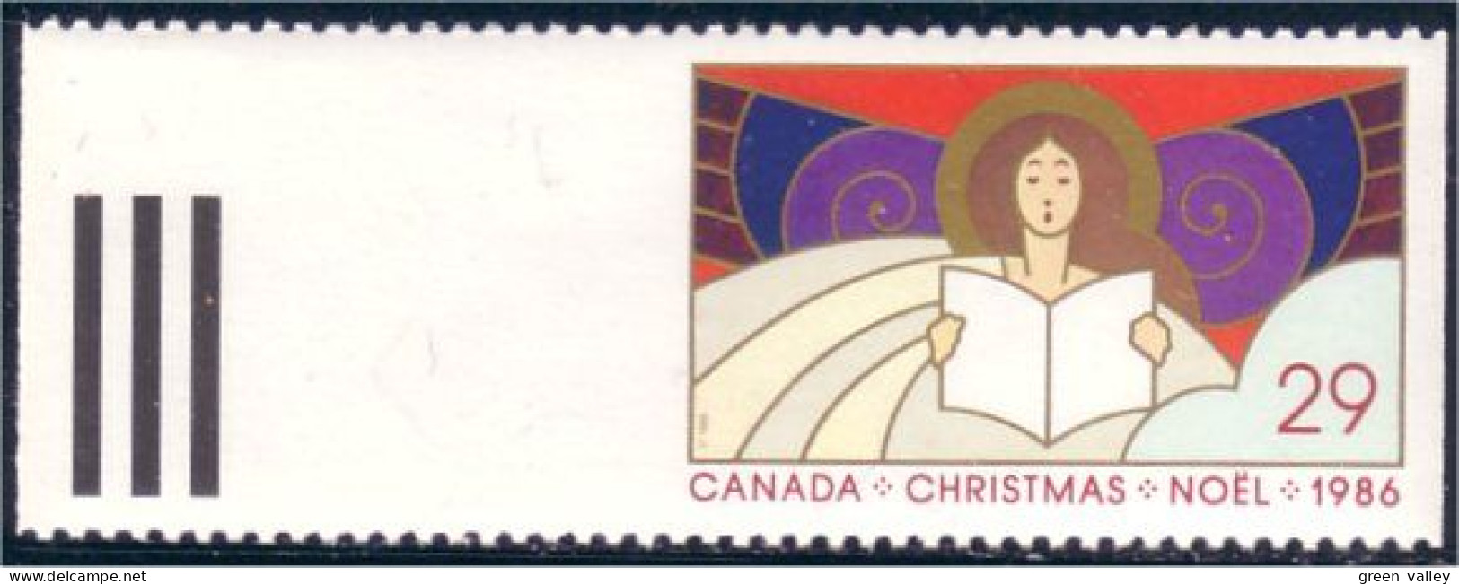 Canada Ange Angel Noel Christmas 1986 29c Perf 12.5 Horiz MNH ** Neuf SC (C11-16bb) - Verres & Vitraux